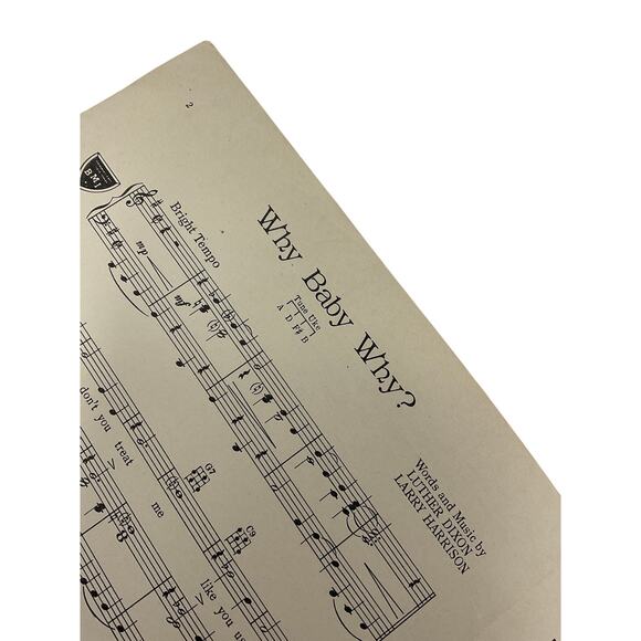 Why Baby Why Sheet Music 1957 Pat Boone Luther Dixon Larry Harrison - Picture 4 of 6